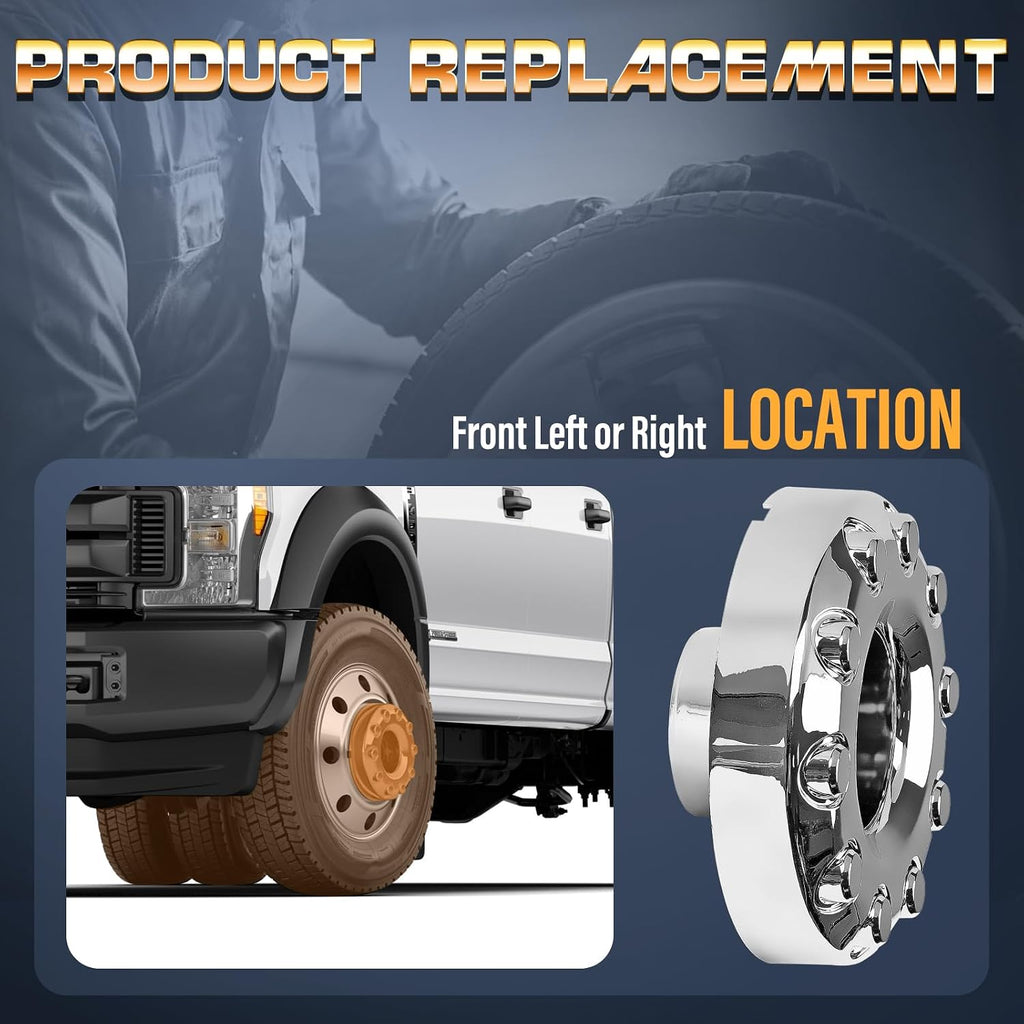 10-Lug Front Car Wheel Hub Center Caps Compatible with Ford F-450 Super Duty 2005-2017, Ford F-550 Super Duty