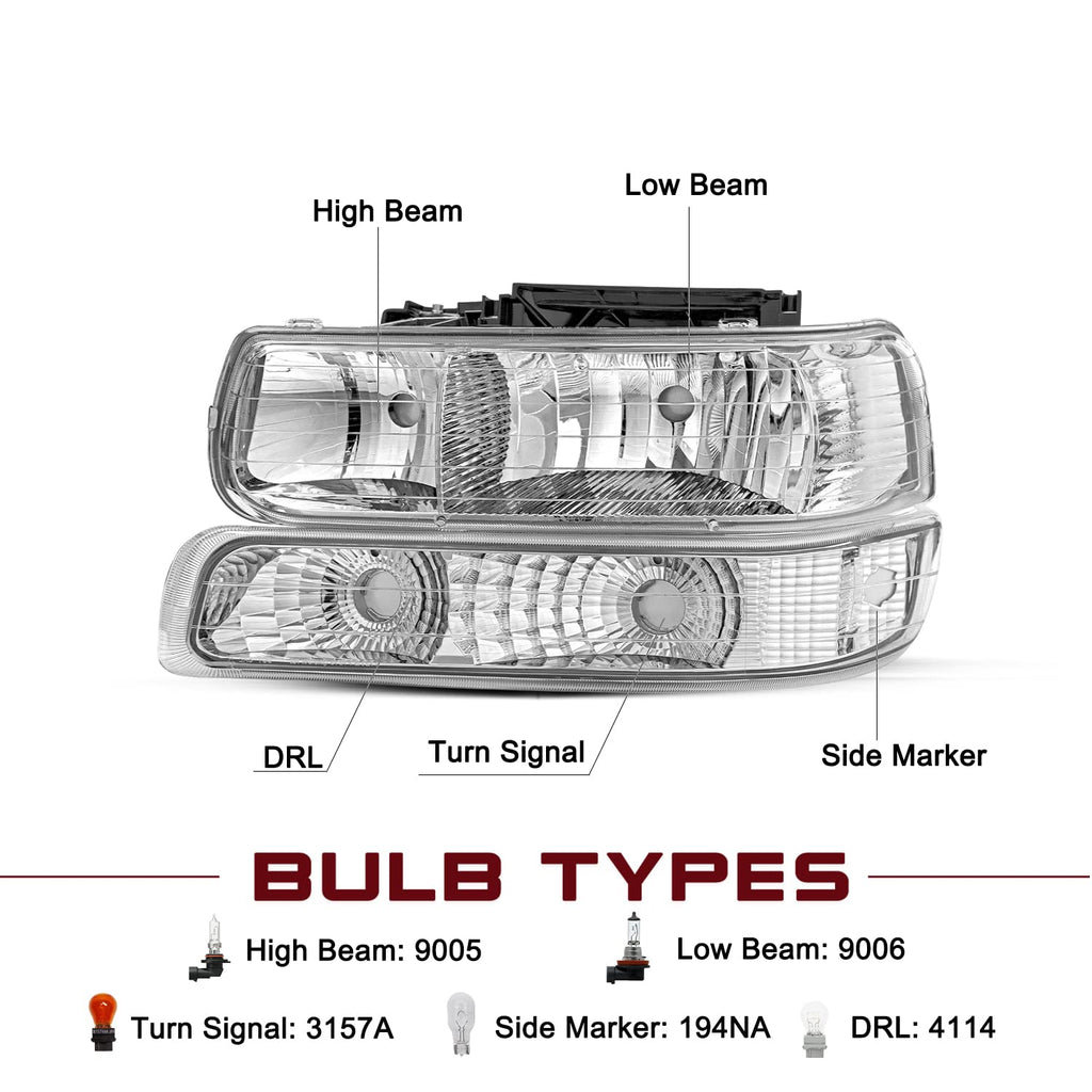 Headlight Assembly Fit for 1999-2002 Chevy Silverado