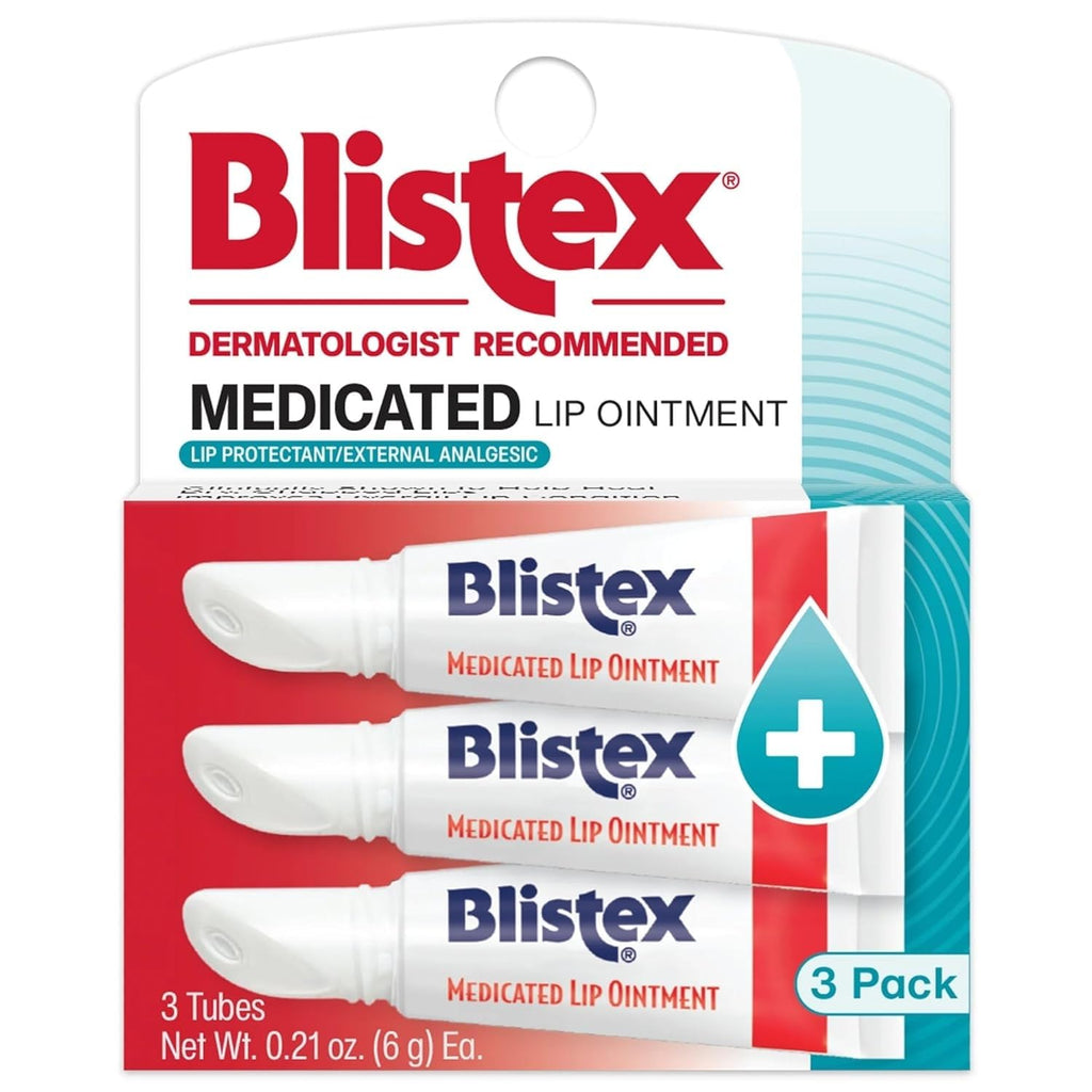 Medicated Lip Ointment, 24 Hr Moisture, 0.21 oz, 3 Pack