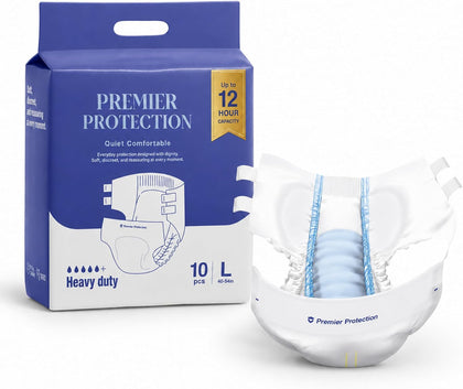 Adult Incontinence Briefs Tab Style, Heavy Absorbency with Wetness Indicator, Refastenable Tabs, Breathable & Soft