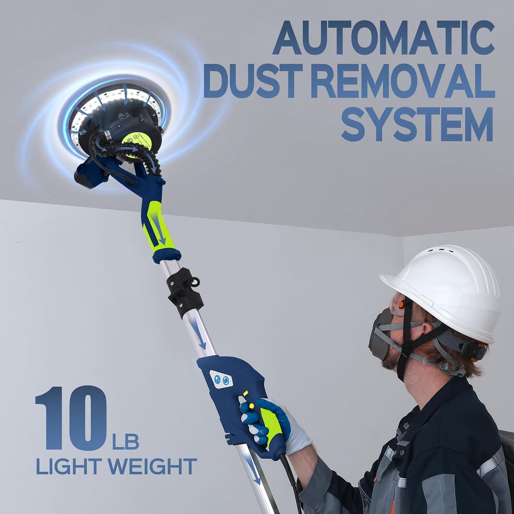 Drywall Sander, 2025 Upgraded 8-Amp Popcorn Ceiling Removal Tool, Blue | Drywall Sander with Vacuum Dust Collector, 7