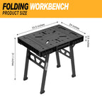 Portable Work Table, 1650lbs Capacity, Folding Work Bench, Black