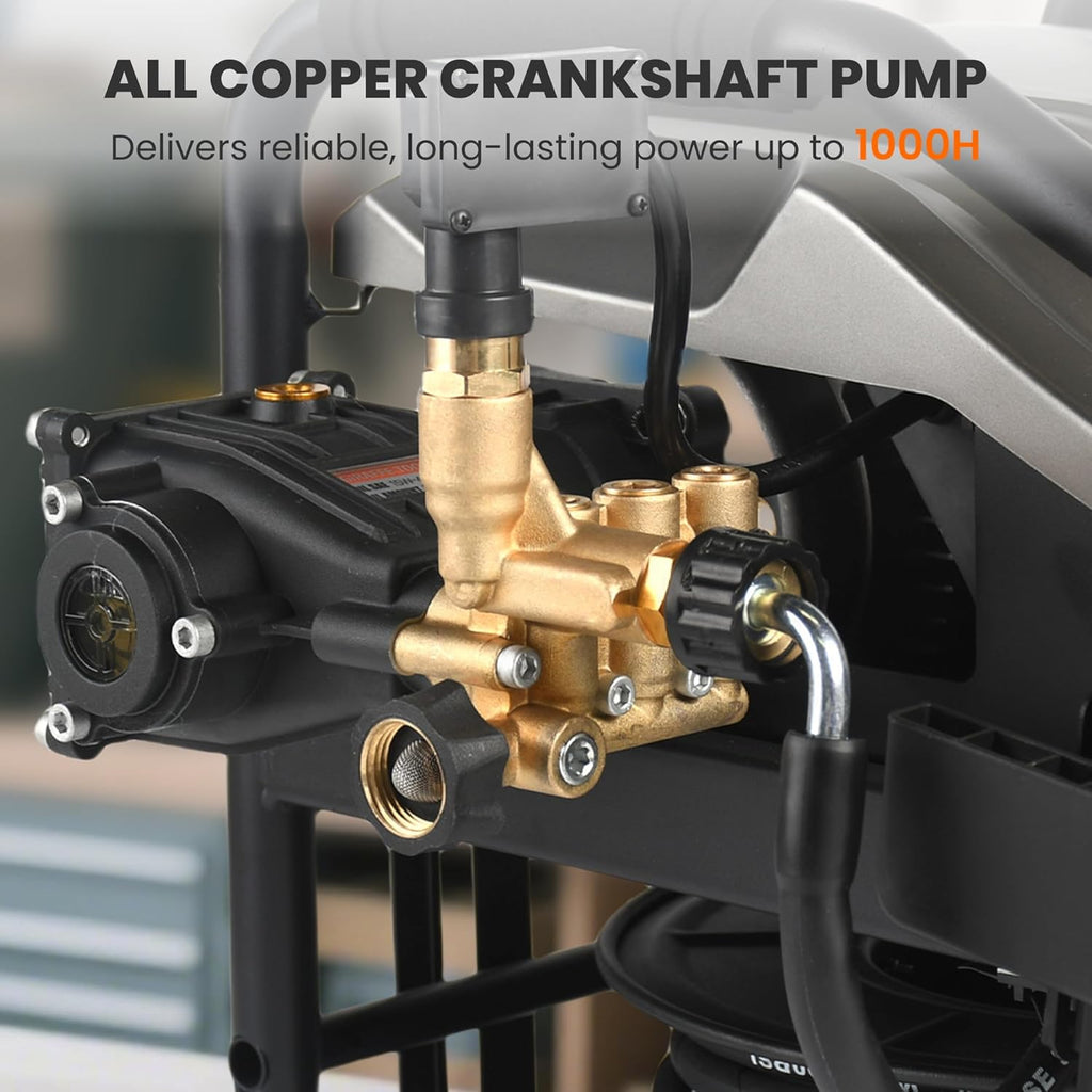 Crossfalls Retractable Pressure Washer Ultra, Max 2.6GPM 1650PSI with Brushless Motor, Wall Mount Electric Power