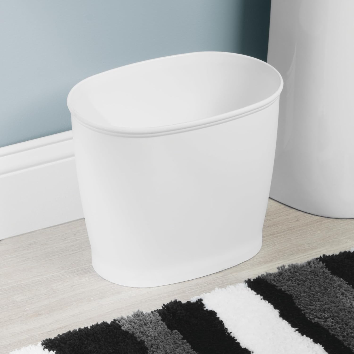 Slim Plastic Bathroom Trash Can, White | Small Size