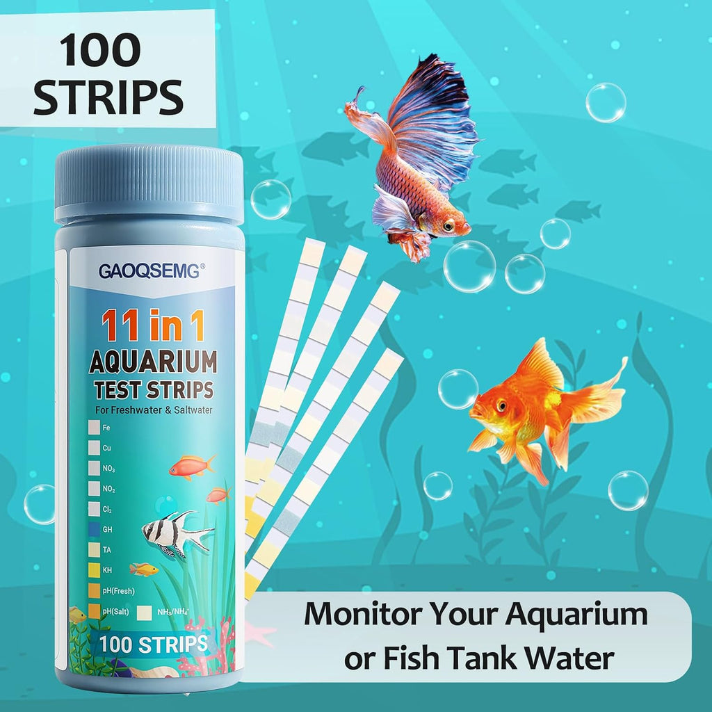 11 in 1 Aquarium Water Test Kit,Fish Tank Freshwater Ammonia Test Strips