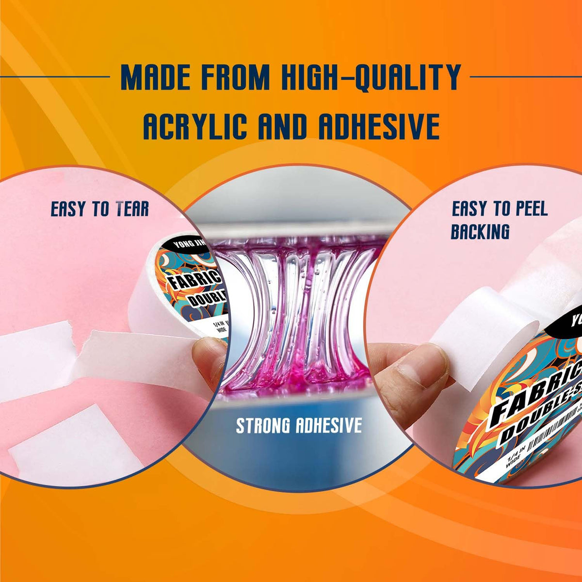 Double-Sided Fabric Tape,Hem Tape No Sew No Iron, 2/5"+1" (2 Rolls)