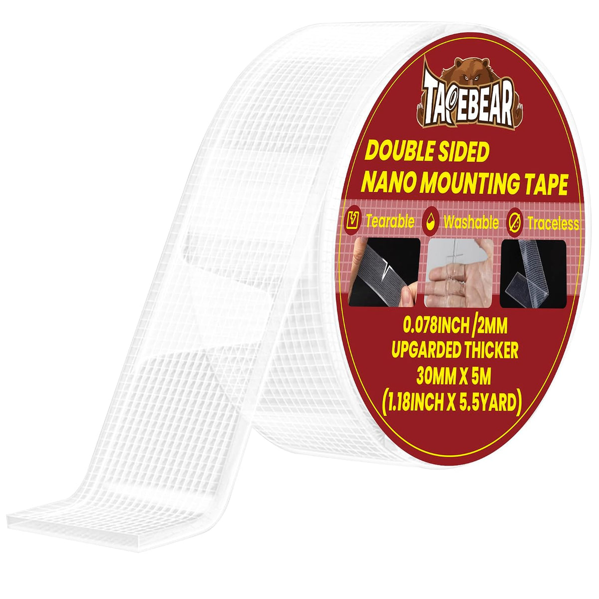 Nano Tape Tear by Hand, Double Sided Mounting Tape 1.18" x 16.4Ft