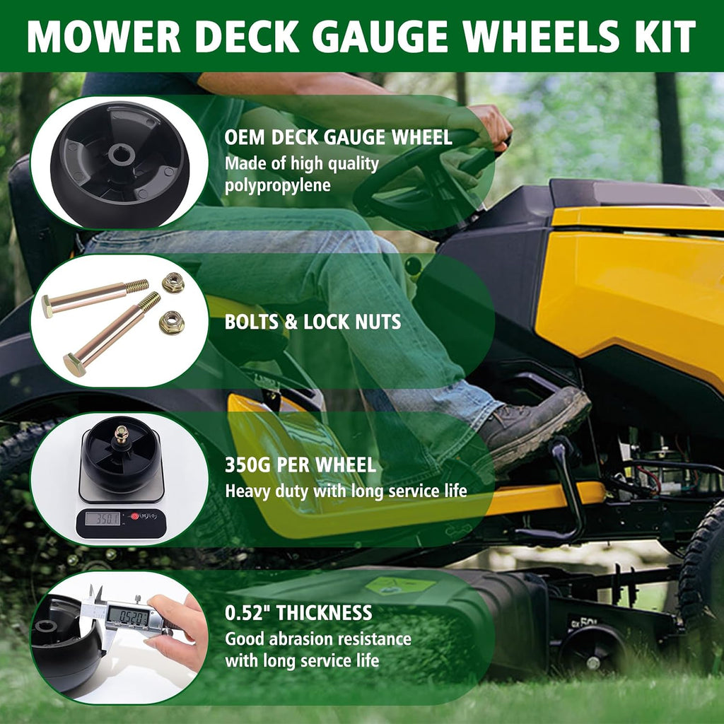 CheeMuii 4 Pack 734-04155 Lawn Mower Deck Wheels Kit with Bolts & Nuts