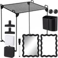 12 Pcs Black Locker Accessories Kit with Locker Shelf Magnetic Mirror Magnetic Pen Holder Whiteboard Marker Eraser