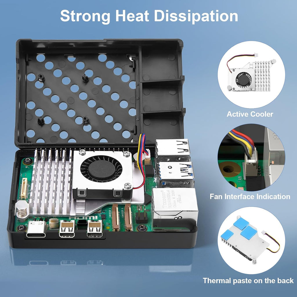 RasTech Accessories Kit for Raspberry Pi 5 Case with Active Cooler Compatible with Pi 5 16GB/8GB/4GB/2GB Board