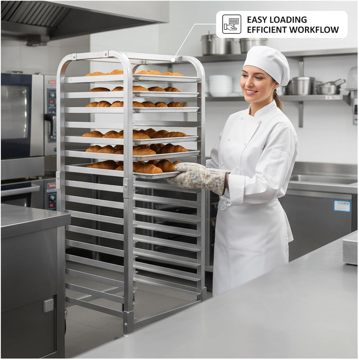 20 Tier Aluminum Bun Pan Rack 20x26x71in Lockable Wheel Trolley