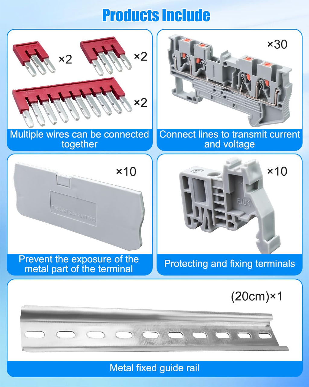 ST2-2.5 DIN Rail Terminal Block, Push in Twin Spring Screwless Connector