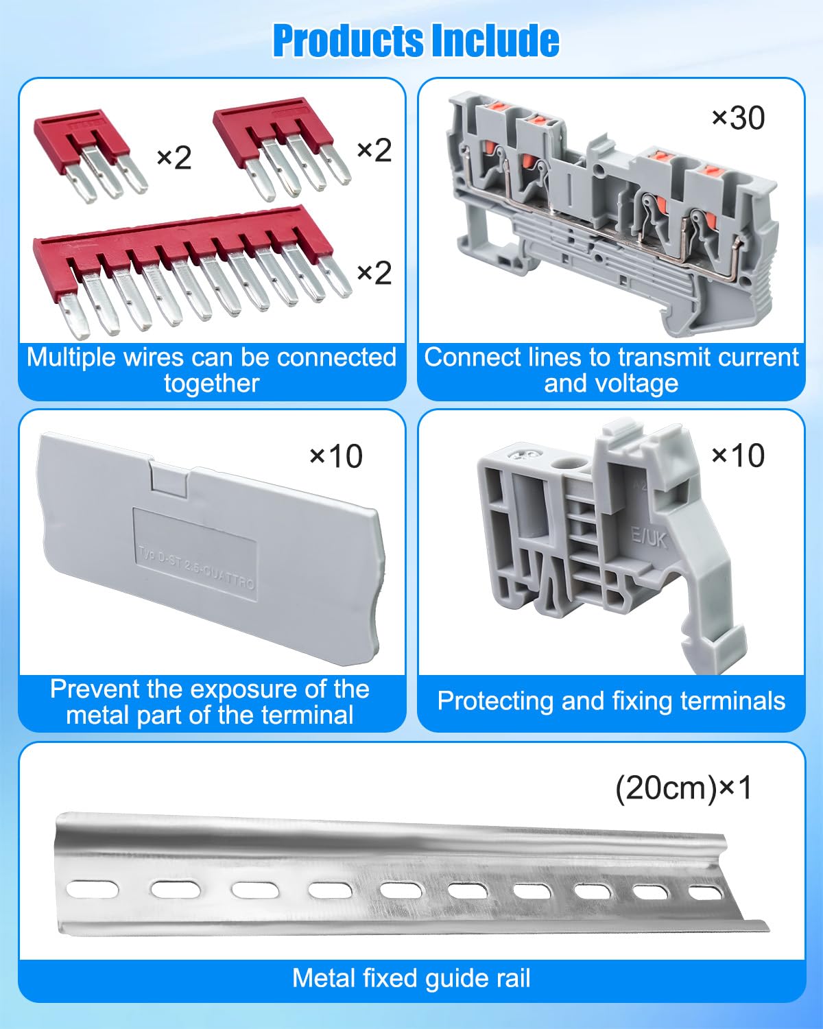 ST2-2.5 DIN Rail Terminal Block, Push in Twin Spring Screwless Connector