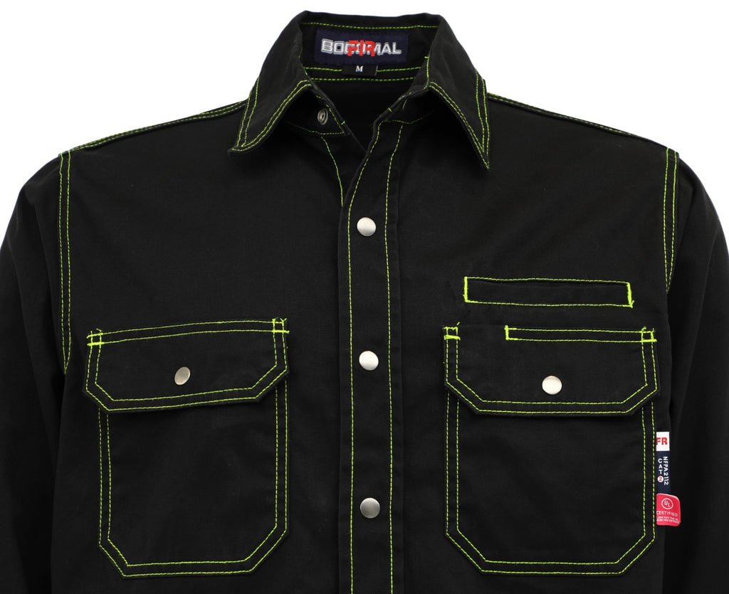 FR Shirts for Men Snaps Down 7.5oz Fire Resistant Welding Jackets