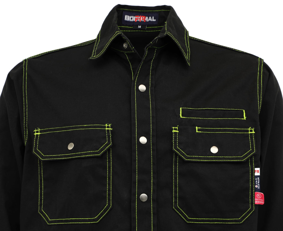 FR Shirts for Men Snaps Down 7.5oz Fire Resistant Welding Jackets