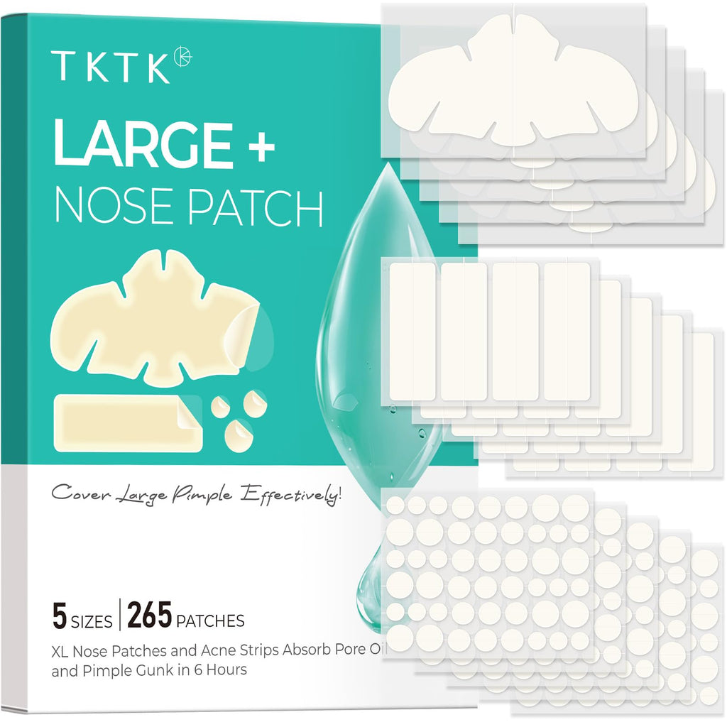 Hydrocolloid Pimple Patches, XL Nose Pore Strips 91 x 48 mm, 265 Count