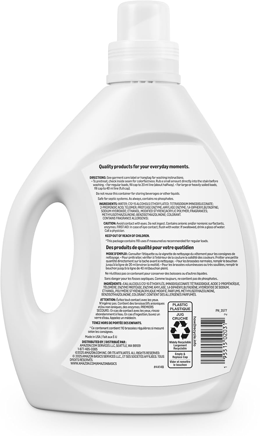 Concentrated Liquid Laundry Detergent, Clean Linen, 110 loads, 82.5 Fl Oz, Packaging May Vary