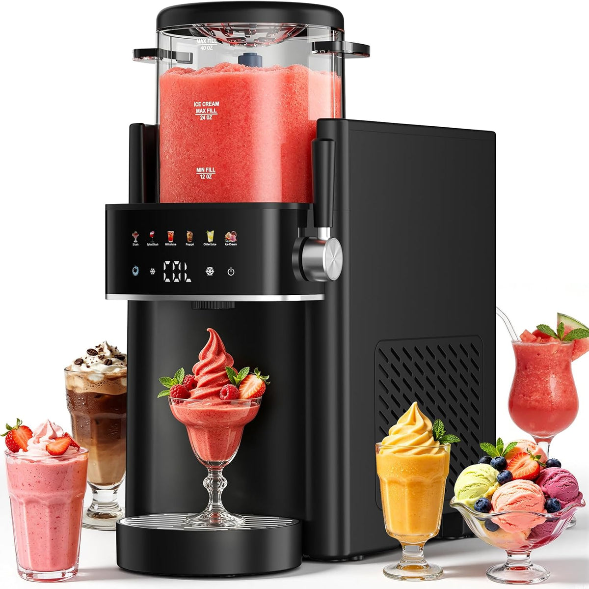 Slushie Machine for Home, Ice Cream Maker, 40OZ Capacity, Black
