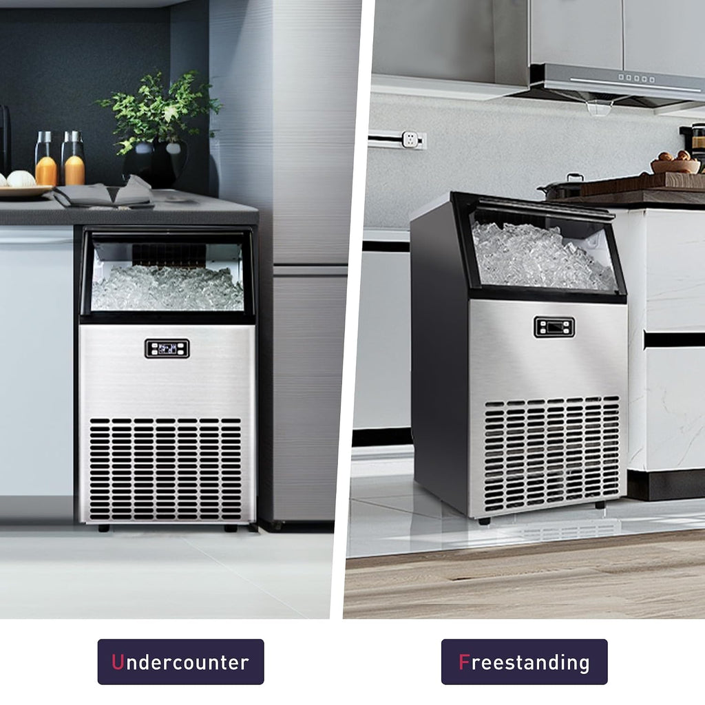 Commercial Ice Maker Machine, 130lbs Daily Freestanding Ice Maker