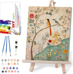 Persian Birds Flowers Paint by Numbers Kit for Adults Beginner, with Framed
