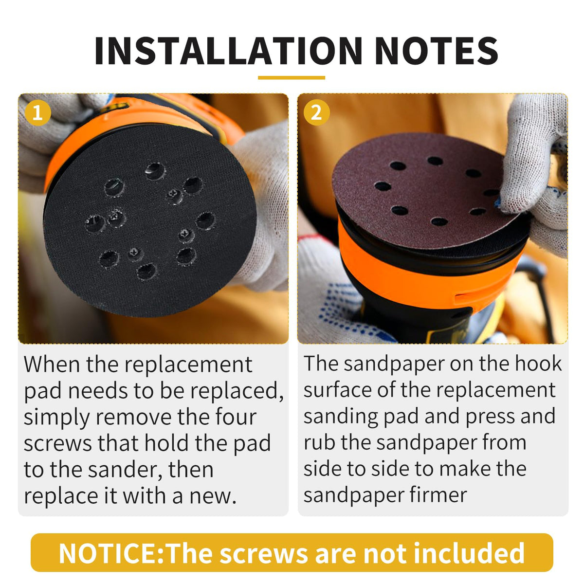 Gnellkoor Orbital Sander Pad Replacement for Ridgid, 3 Pack