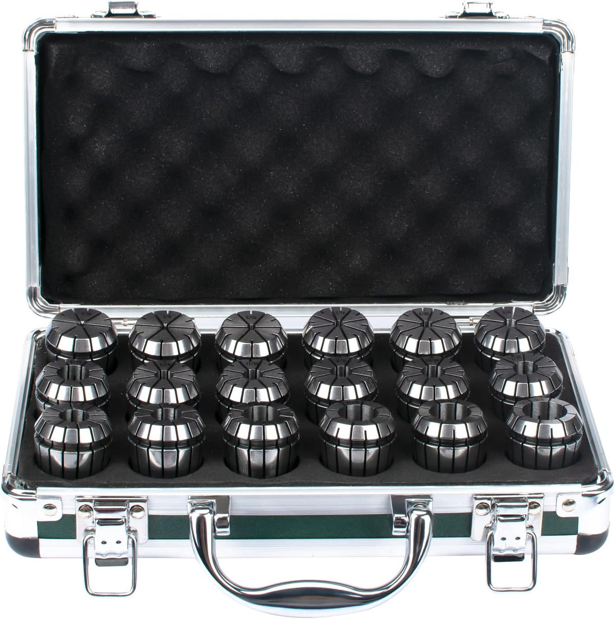 ER32 Spring Collet Set, 18Pcs in Aluminum Box, 3/32-3/4" Size, CNC