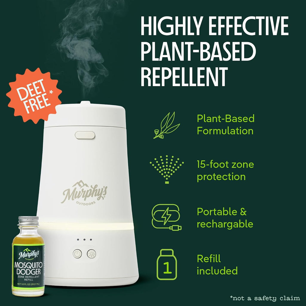 Mosquito Repellent Device, for Patio & Outdoor Use | Plant-based essential oils;flameless, USB-C rechargeable with