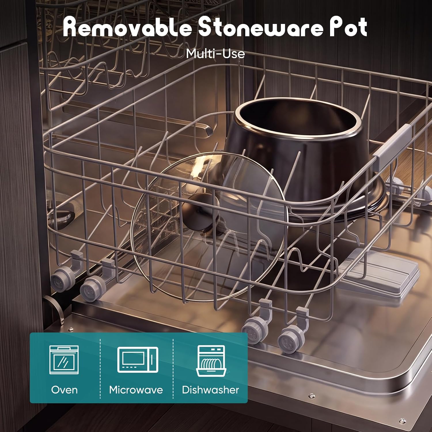 Slow Cooker 8 Quart, Ceramic Nonstick Coating, Programmable Slow Cooker with Dishwasher Stoneware Pot and Tempered