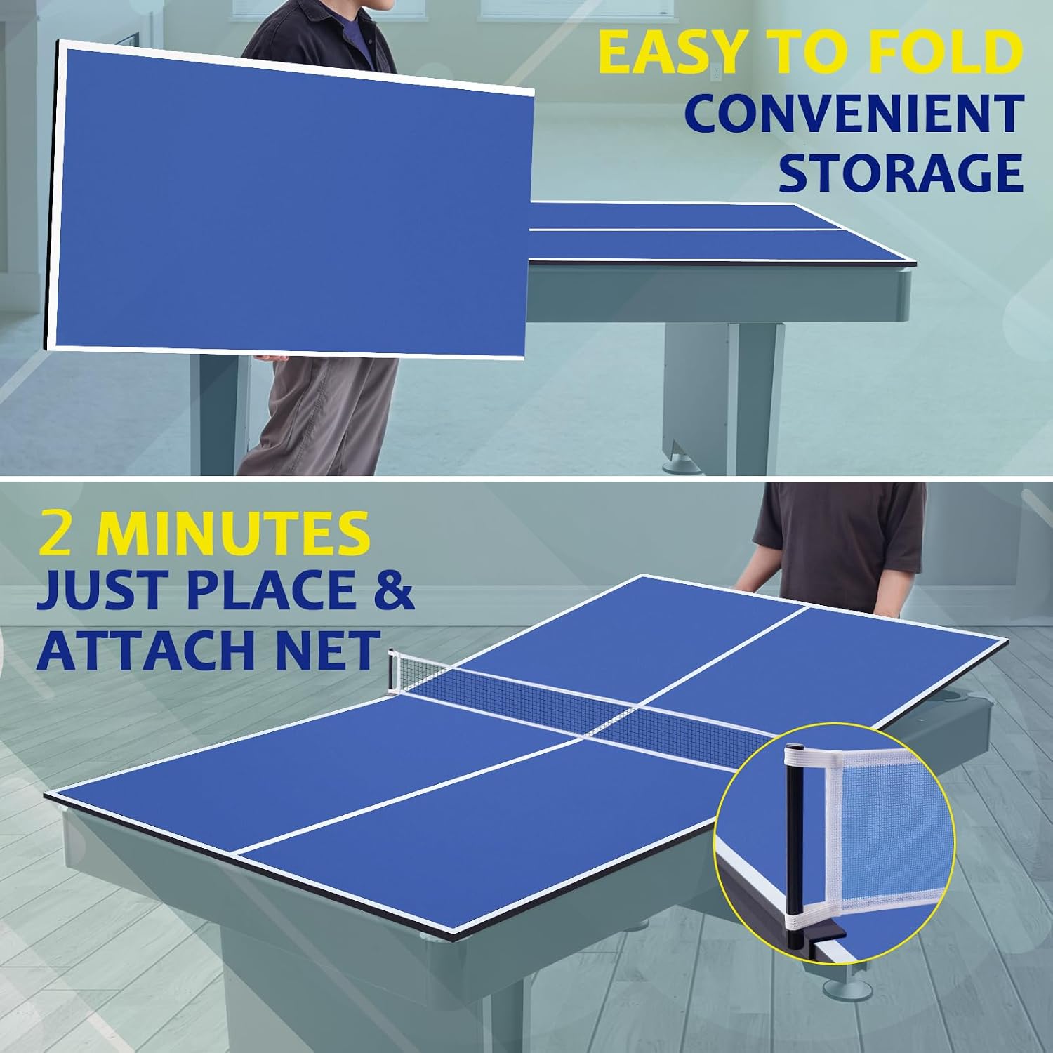 Ping Pong Table Topper for Pool Table, Folding Table Tennis Top | Foldable Ping Pong Conversion Top for Pool Table