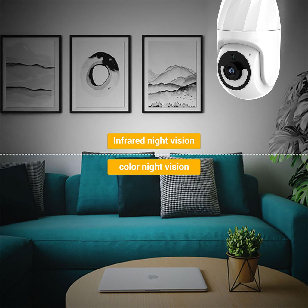 2PCS Indoor Camera Wireless with Light Socket, 1080P Dog/Pet Cameras