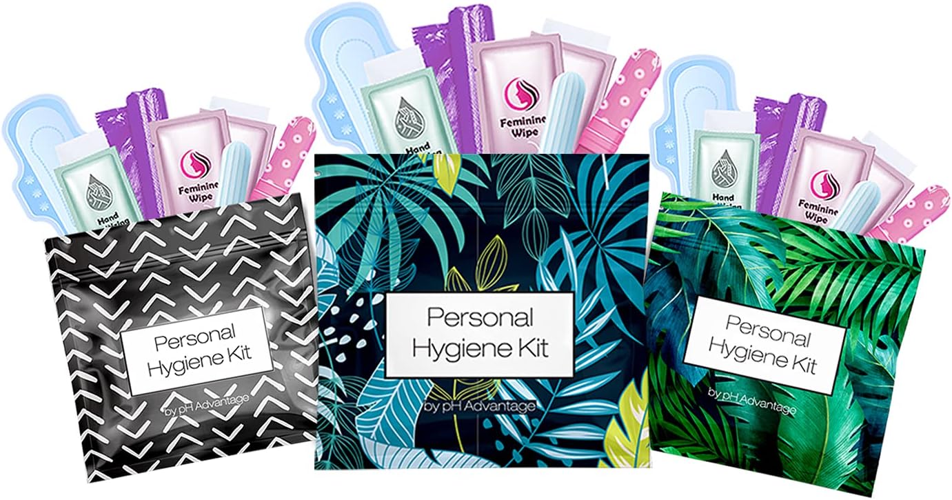 3 x Menstrual All-in-One Kits - Assorted Colors | Convenience on The Go | Single Period Kit Packs | Individually