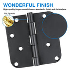 3 Pack Black Door Hinges 4 Inch x 4 Inch with 5/8" Radius Corners