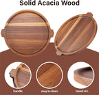 Charcuterie Board 13'' Wood Serving Platter Round Ottoman Coffee Table Tray