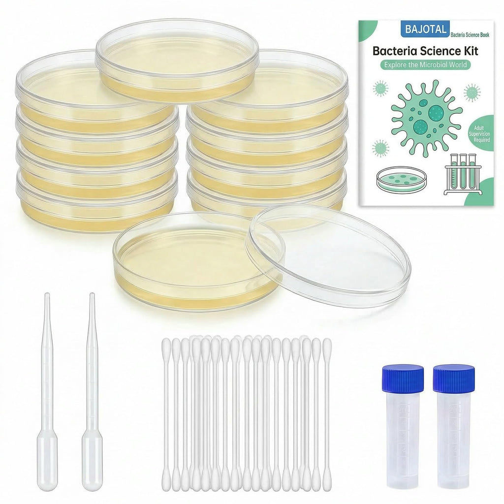 Bacteria Growing Kit with Pre-Poured Agar Plates, Petri Dishes with Agar