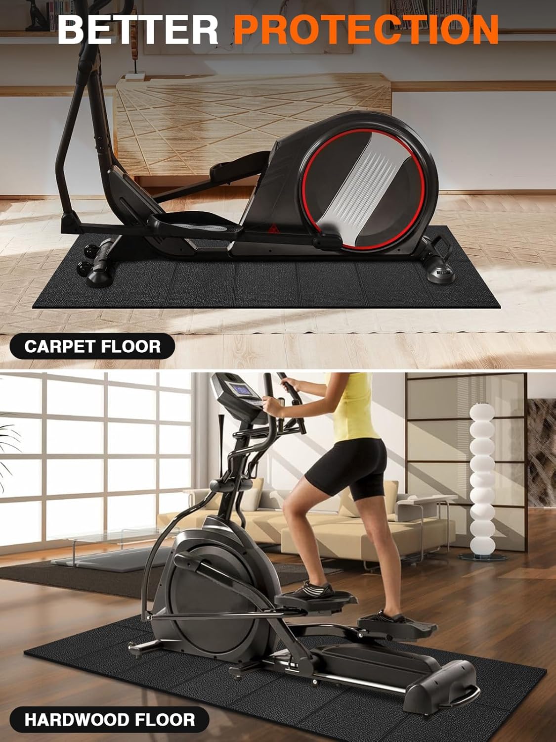 Treadmill Mat,70"x32",6mm Thickness Foldable Exercise Equipment Mat for Carpet Hardwood Floors, Compatible with