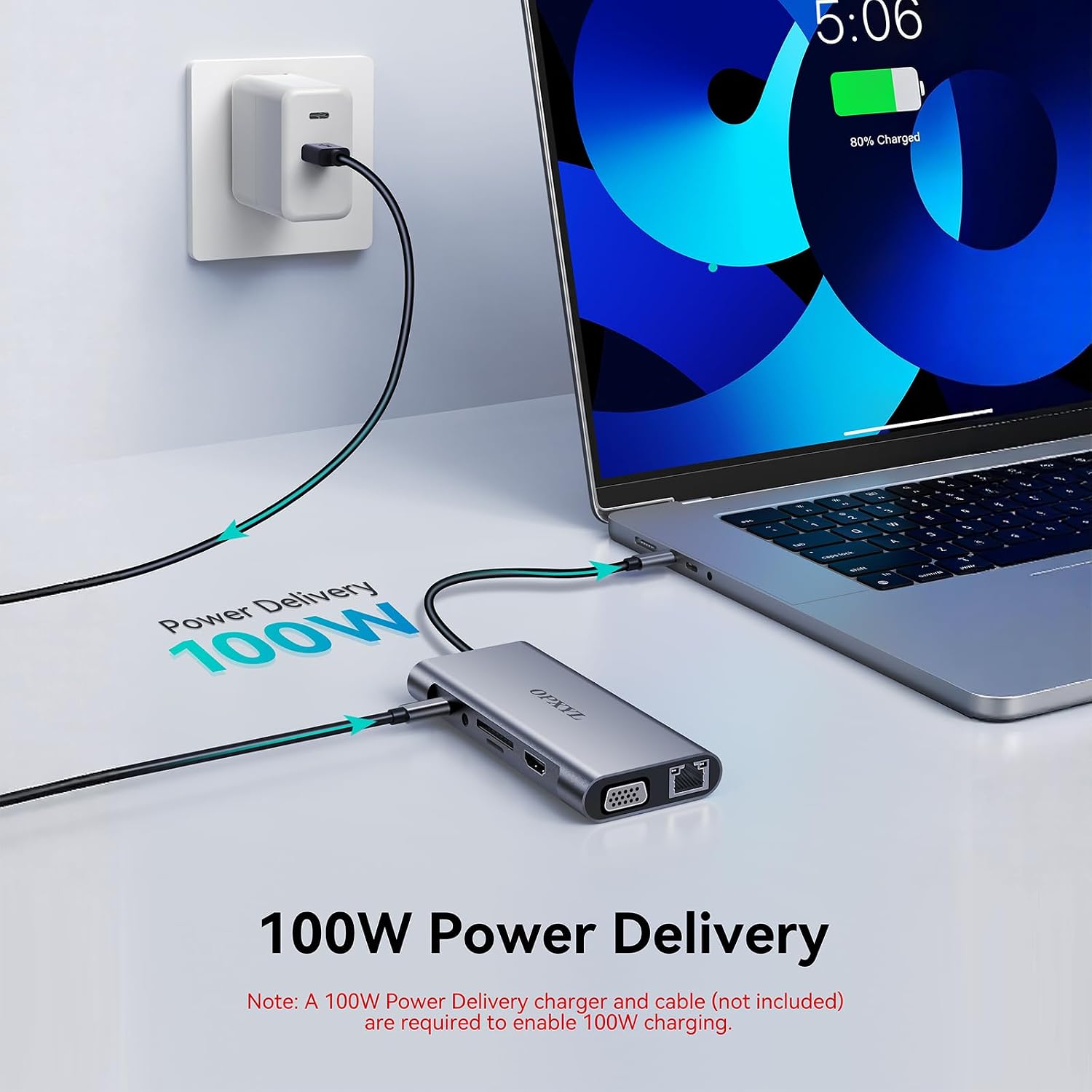 11-in-1 USB C Hub Multiport Adapter, USB C Docking Station with 4K HDMI, VGA 1080P, 100W PD, Ethernet, SD/TF, Audio