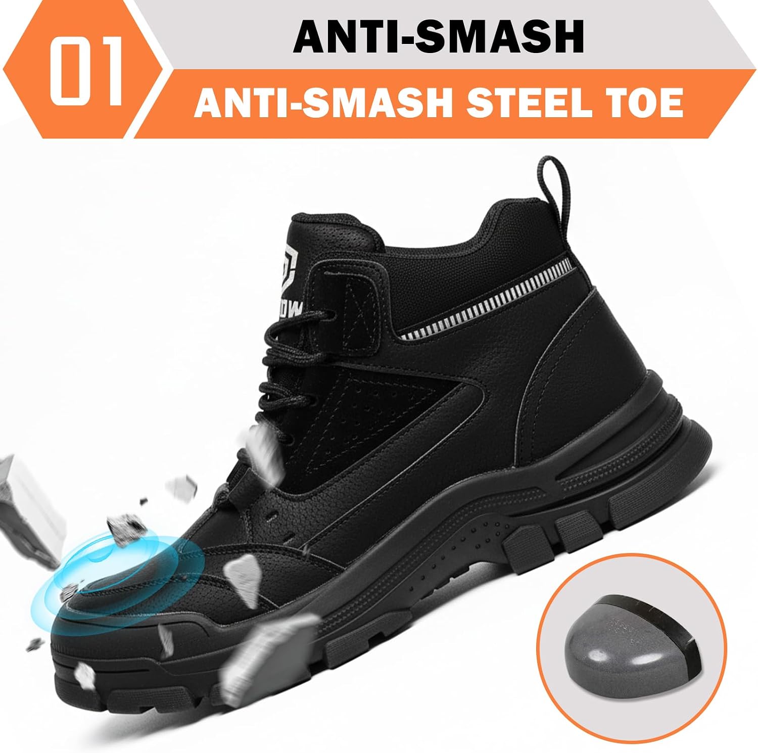 Steel Toe Boots for Men Women – Indestructibl Lightweight Work Boots Steel Toe Safety Shoes Slip Resistant High Top