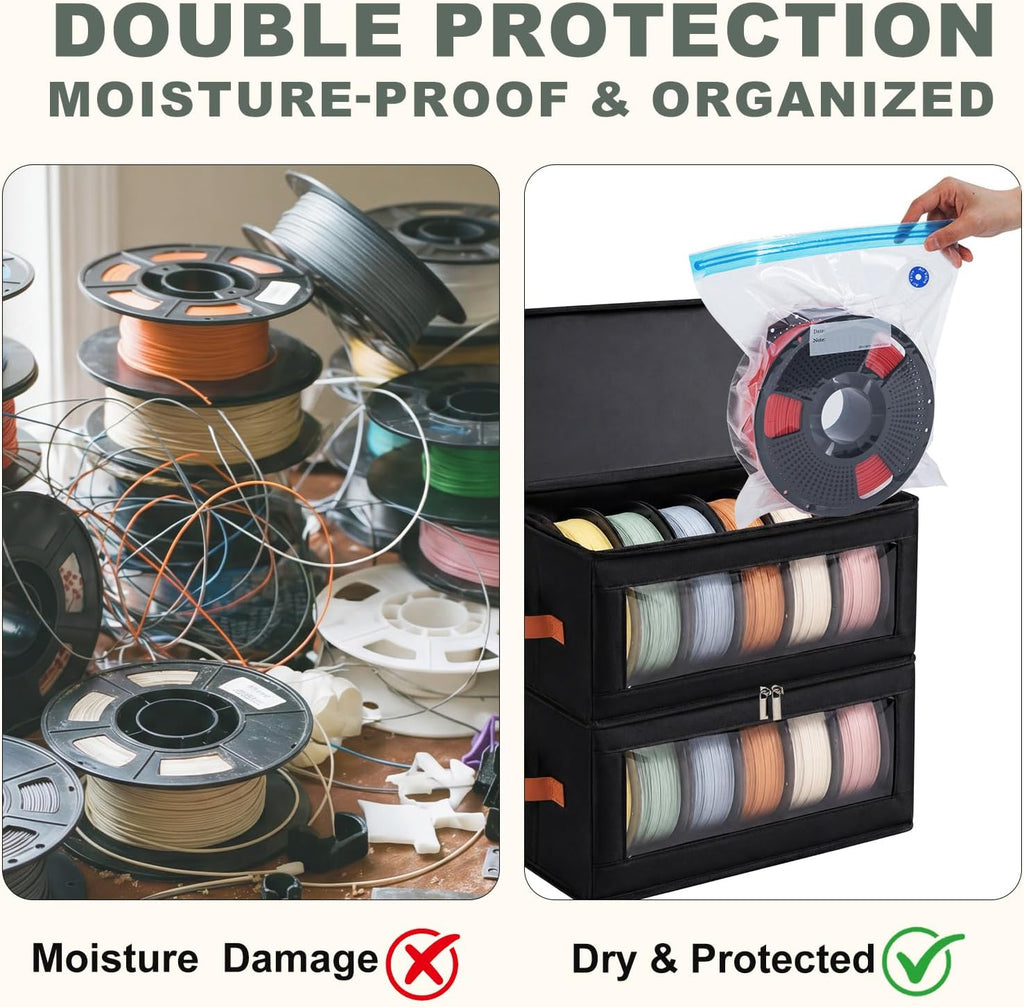 Filament Storage Box for 12 Spools with Vacuum Bags, Dry Storage Organizer | Electric Vacuum Pump, Thick PA+PE Vacuum