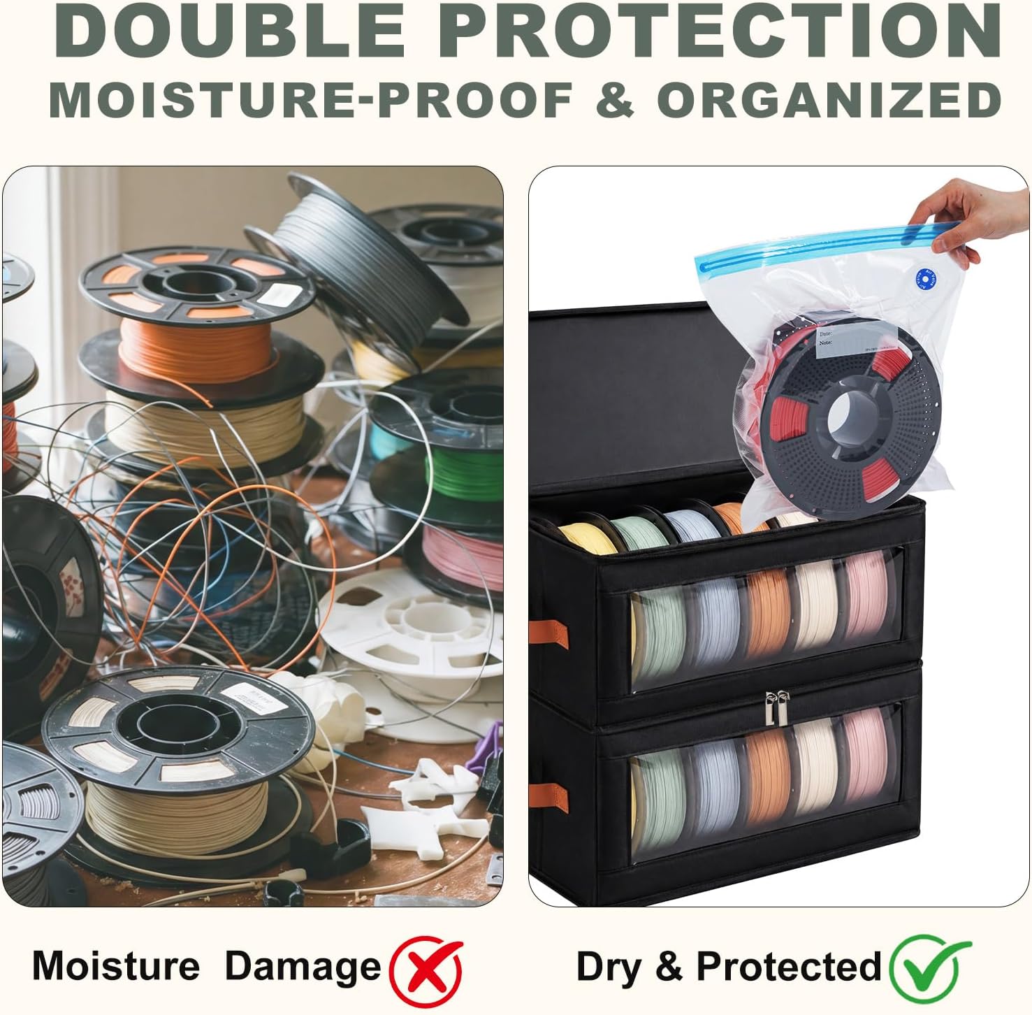 Filament Storage Box for 12 Spools with Vacuum Bags, Dry Storage Organizer | Electric Vacuum Pump, Thick PA+PE Vacuum