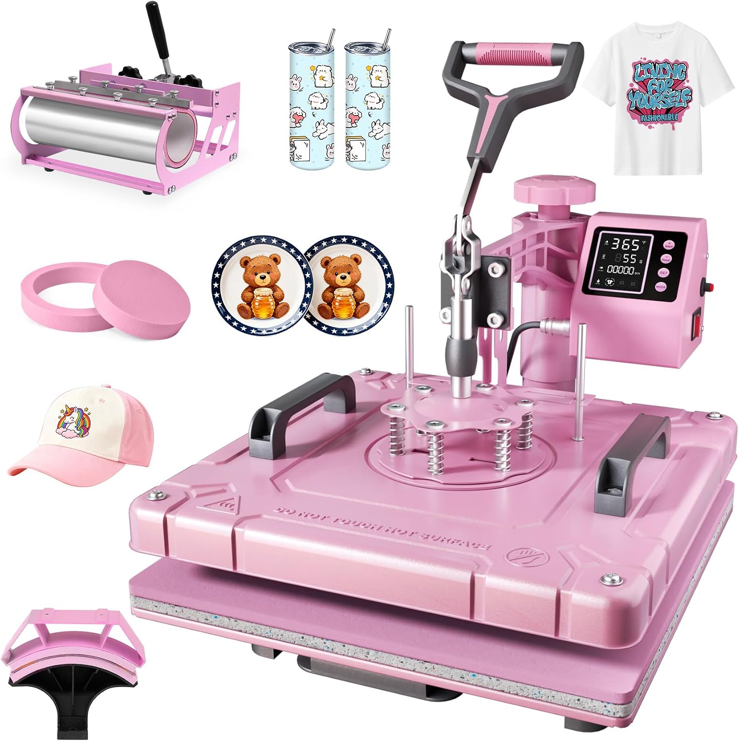5 in 1 Heat Press Machine, 15x15 inch Heat Press for T-Shirts | 360°Swing Away Sublimation Heat Transfer Press