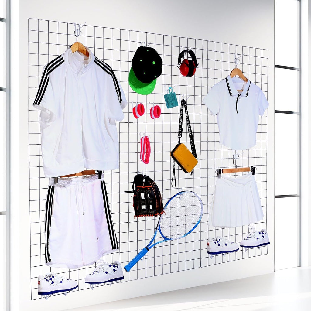 6 Pcs Commercial Grade Gridwall Panels for Display, Heavy Duty Wire Grid wall Display Rack Metal wall Mount Grid with
