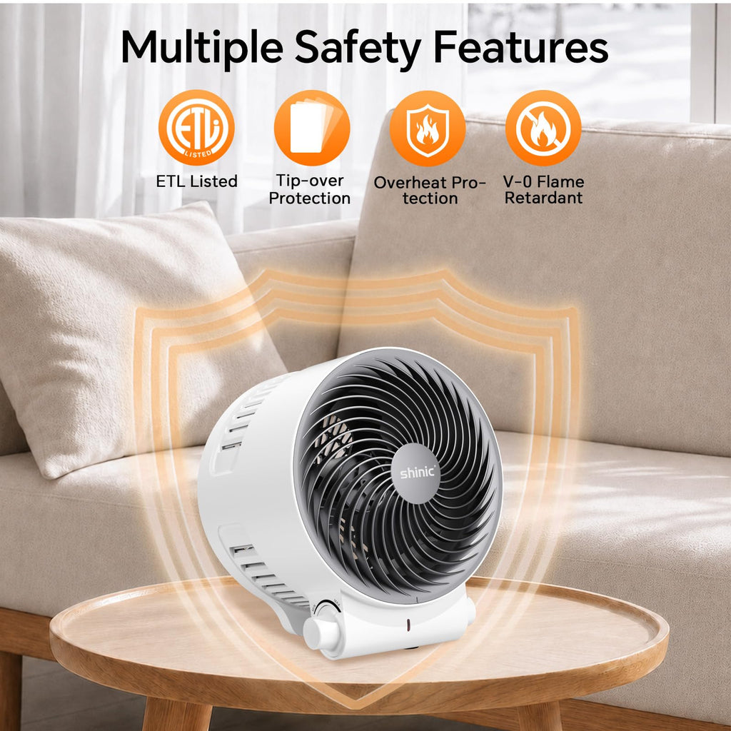 2-in-1 Heater and Fan Combo, 1500W Portable Space Heater, White
