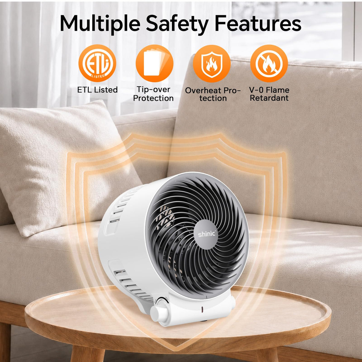 2-in-1 Heater and Fan Combo, 1500W Portable Space Heater, White