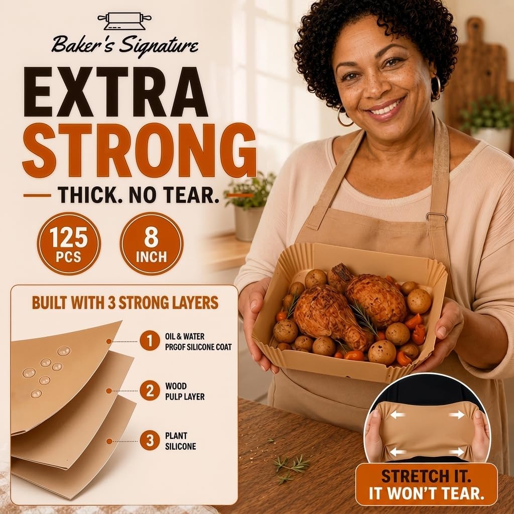 Air Fryer Liners Disposable, Unbleached Parchment Paper Baking Liners