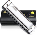 Harmonica for Beginners Key of C, 10 Holes 20 Tones, Stainless Steel Harp Diatonic Blues Harmonica for Adults