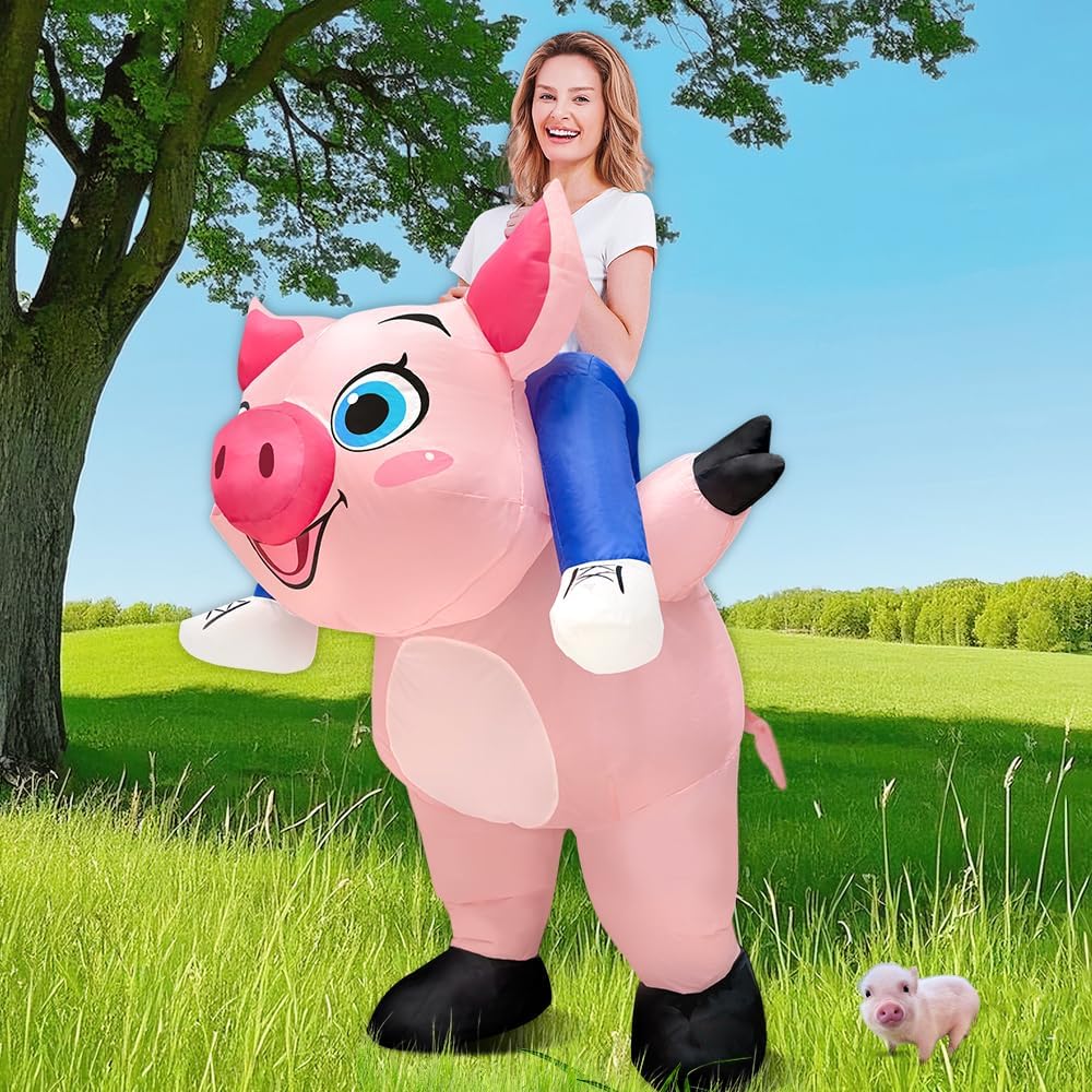 Inflatable Costume Adult,Ride on Pig Costume Inflatable Halloween Costume Women Adult Size,Blow up Costumes for Adult