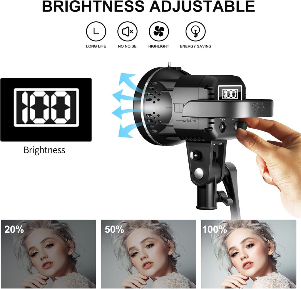 GVM 80W Video Light, Studio Lights for Photography, Softbox Lighting Kit with Bowens Mount, CRI97+ 5600K Colour