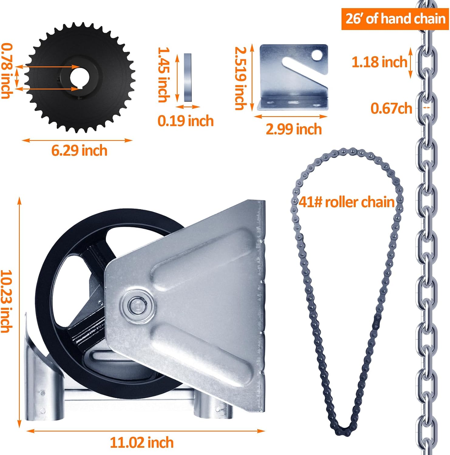 ‎NULTRUMA Garage Door Opener Chain Hoist 1 Inch Shaft Model 2000R 4:1 Reduction Wall Mount