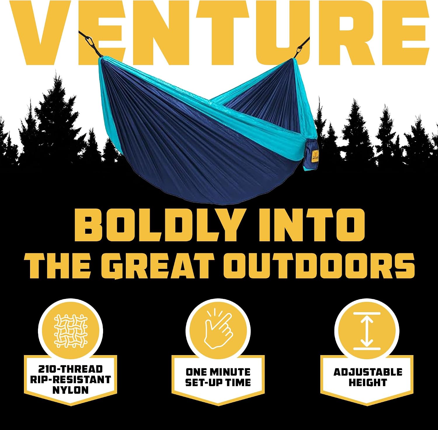 Camping Hammock – up to 500lbs Portable Hammock with Tree Straps - Travel, Backpacking, Hiking, Outdoors Camping Gear