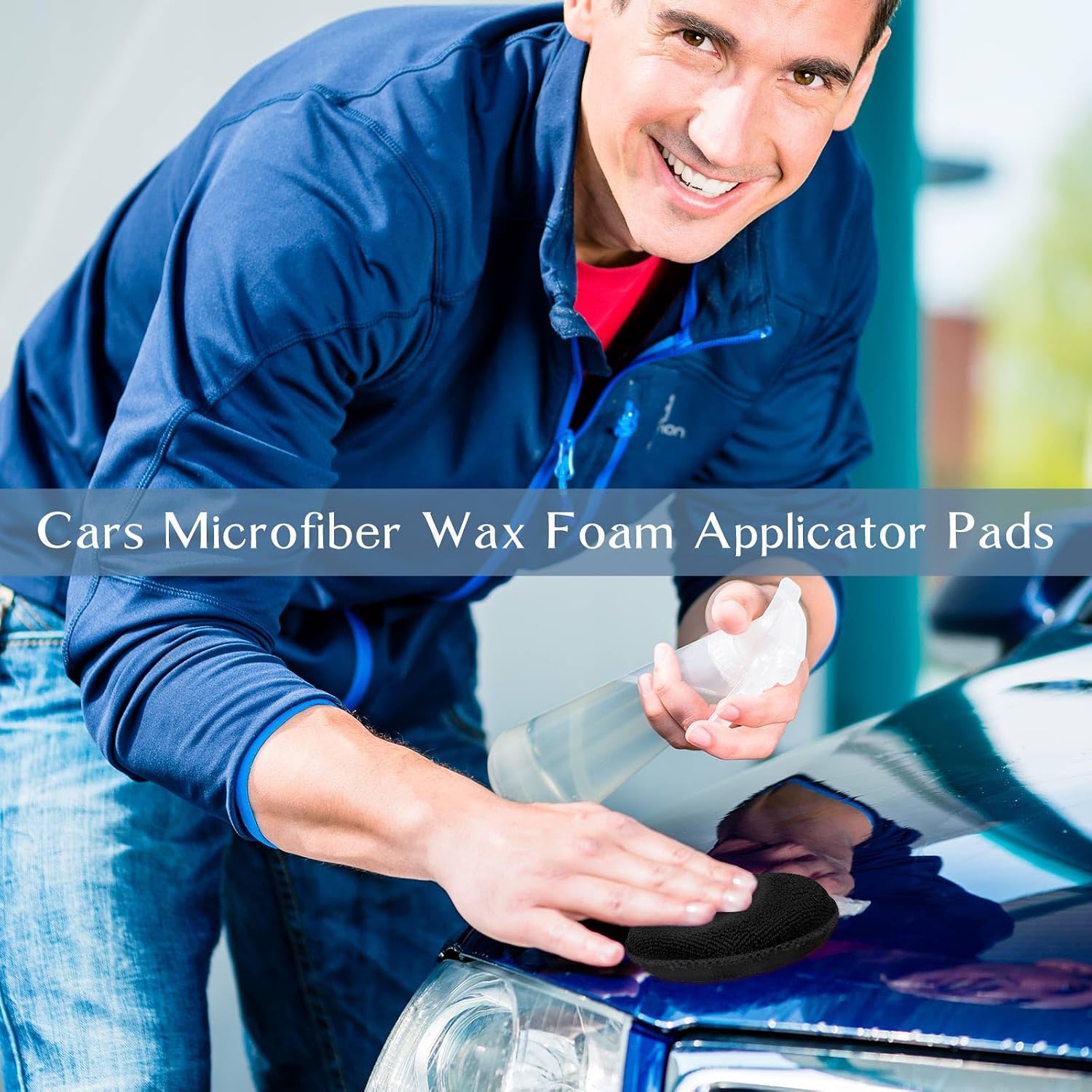 50 Pcs Car Detailing Microfiber Applicator Pad Wax Applicator Wash Microfiber Pads, 5 Inch Diameter (Black)